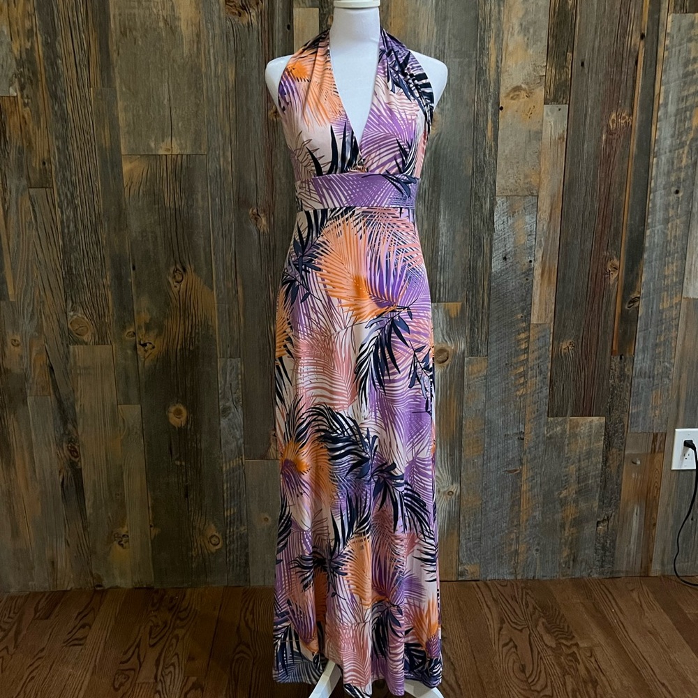 Venus purple palm print dress